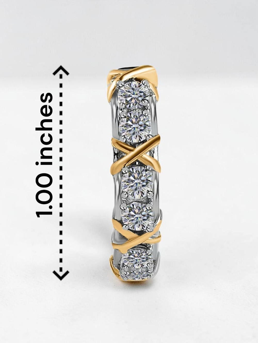 🔥Moissanite Hoop Earrings in 14K Gold & Platinum Over Sterling Silver 1.25 ctw - Picture 5 of 5